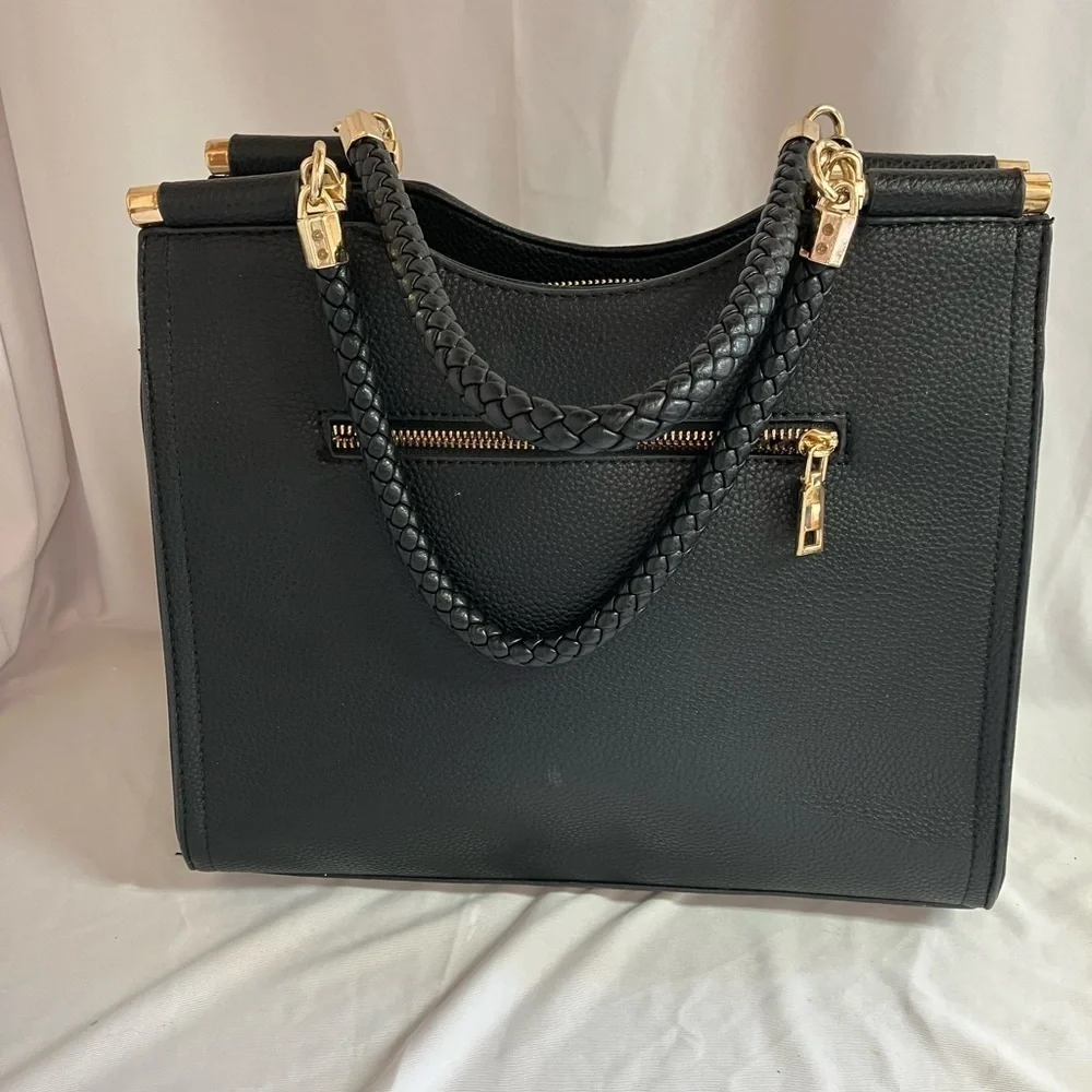 Miztique Black Tote with Gold Details